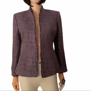 NWT Vintage Kasper purple woven open blazer